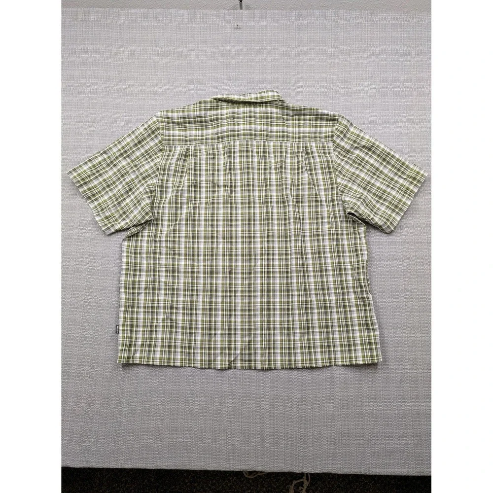 The North Face Shirt Mens XL Green Plaid Short Sleeve Button Up Outdoor Casual